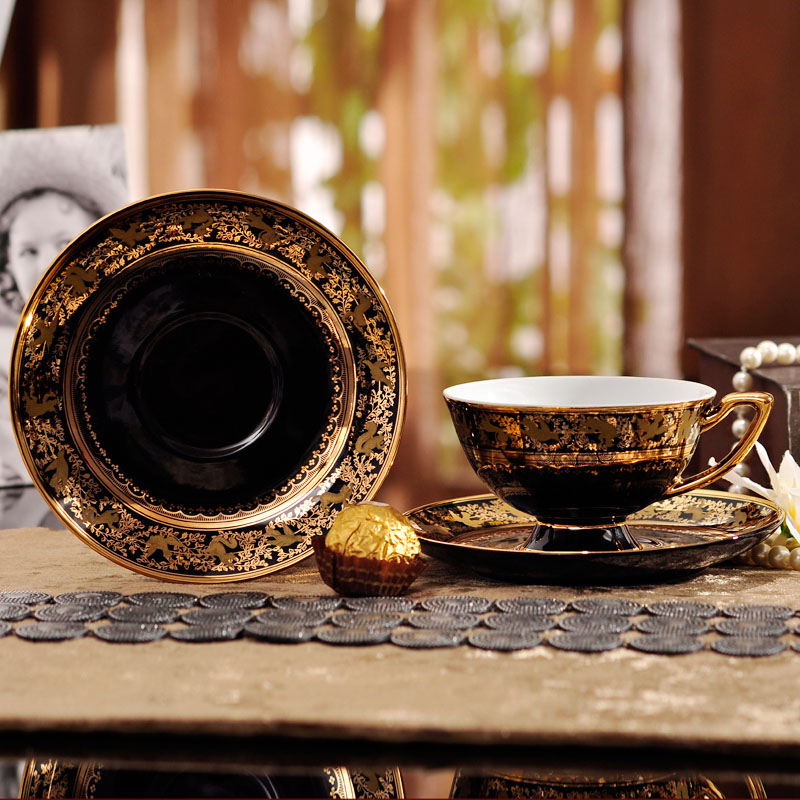 15 pcs set European luxury bone china coffee tea set gold painted ceramic  fashion coffee tea cup and saucer set - Shopzal